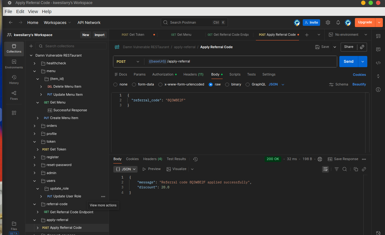 Applying Referral Code