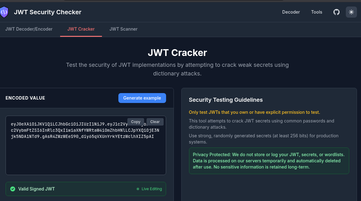 JWT cracking