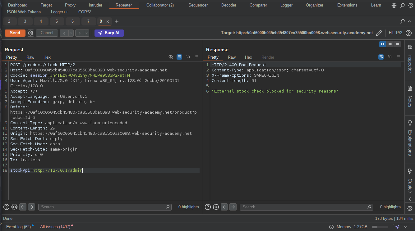 admin interface blocked