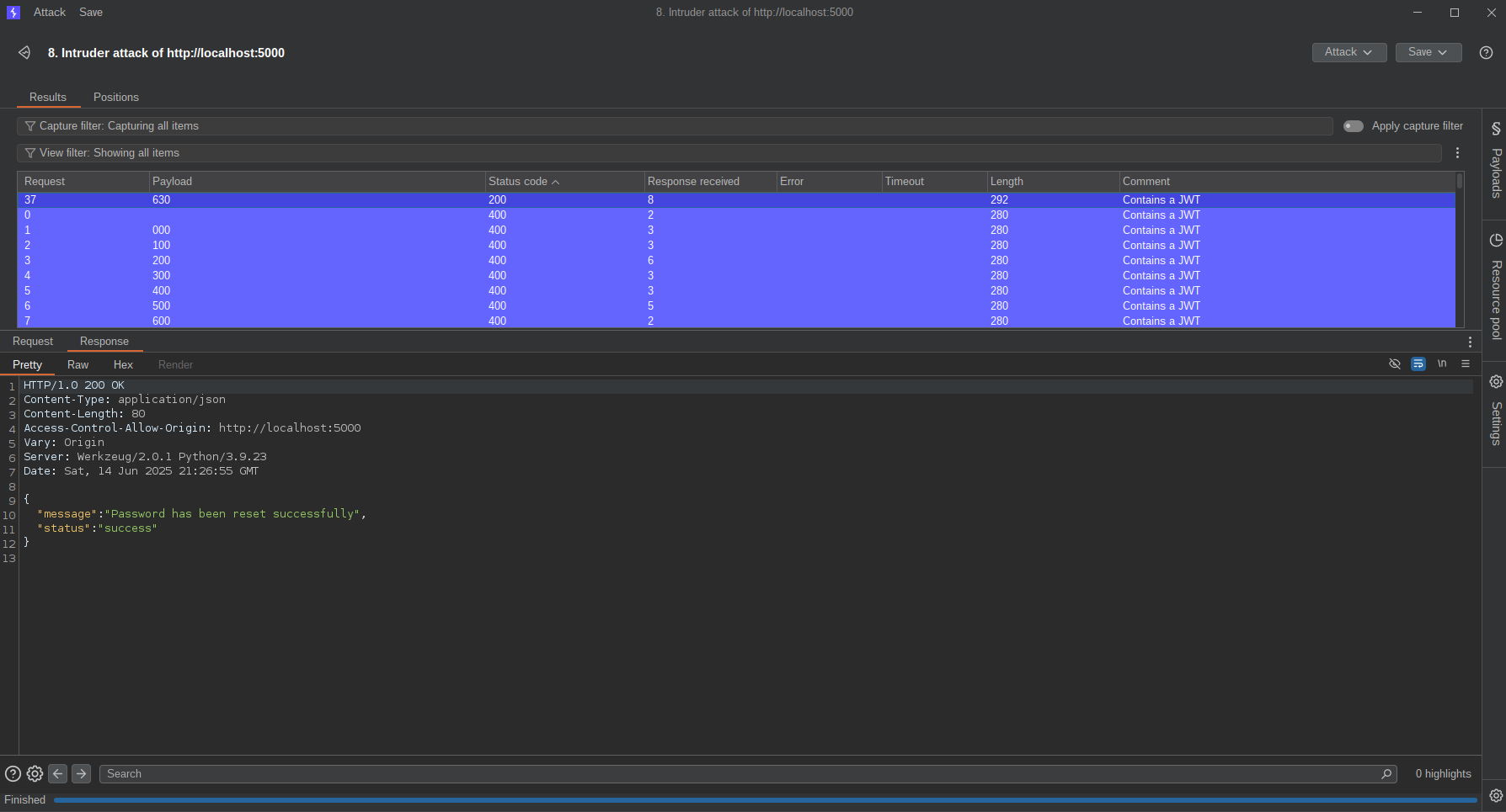 reset_password response
